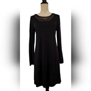 INC INTERNATIONAL CONCEPTS – Long sleeve dress, black rhinestones, size LP